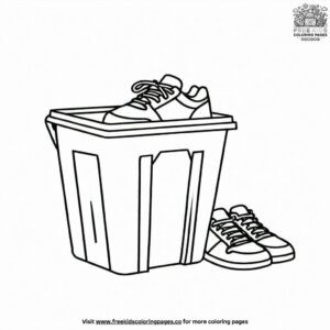 Discarded shoes in garbage coloring pages