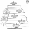 Diwali Diyas on Steps Coloring Pages