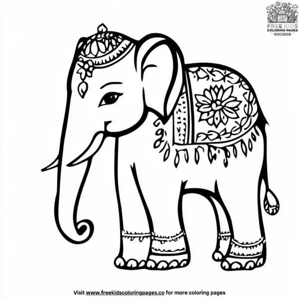 Diwali elephant coloring pages