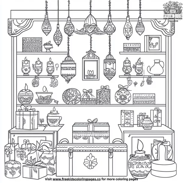 Diwali gift box surprises coloring pages