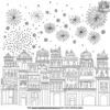 Diwali Night Sky with Fireworks Coloring Pages