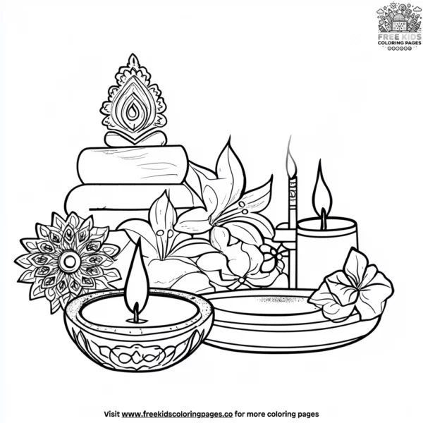 Diwali puja essentials coloring pages