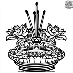 Diwali Puja Incense Holders Coloring Pages