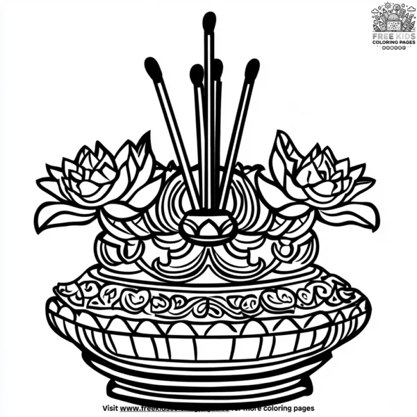 Diwali puja incense holders coloring pages