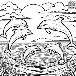 Dolphin sunset coloring pages