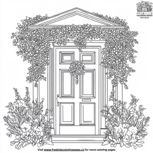 Door with flower decorations coloring pages