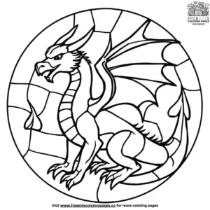 Dragon Stained Glass Coloring Pages