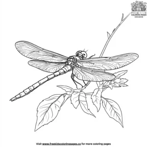 Dragonfly Perched on a Branch Coloring Pages