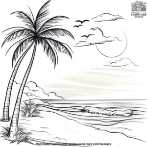 Dreamy Beach Sunset Coloring Pages