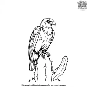 Eagle on a cactus coloring pages