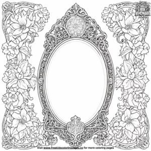 Elegant gothic mirror coloring pages