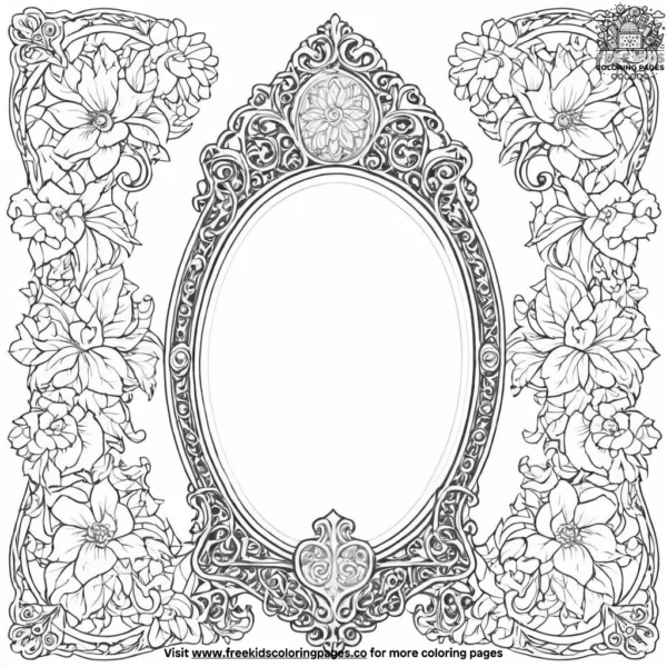 Elegant gothic mirror coloring pages