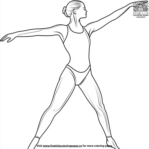 Elegant gymnast in action coloring pages