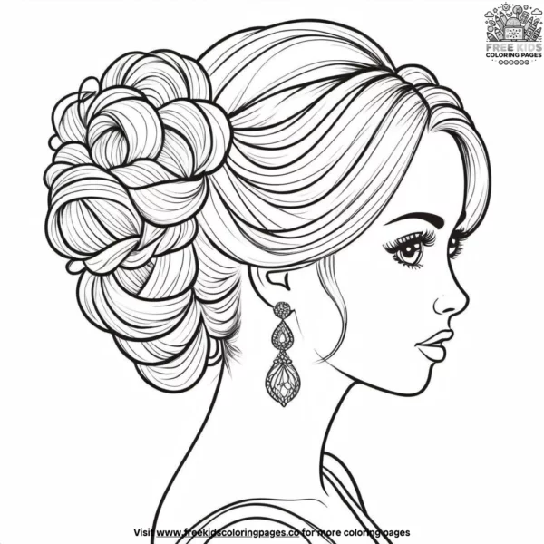 Elegant updos hairstyle coloring pages