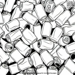 Empty Soda Cans in Trash Coloring Pages