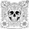 Enchanted Skull with Flowers Coloring Pages