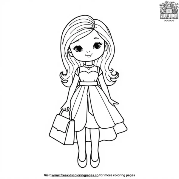 Fashion doll with a purse coloring pages