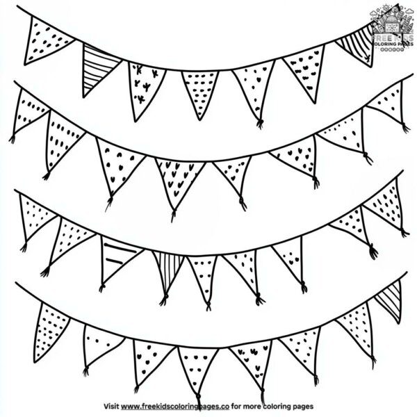 Festive bunting and banners coloring pages