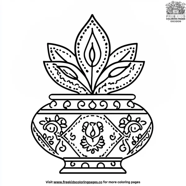 Festive kalash decorations coloring pages