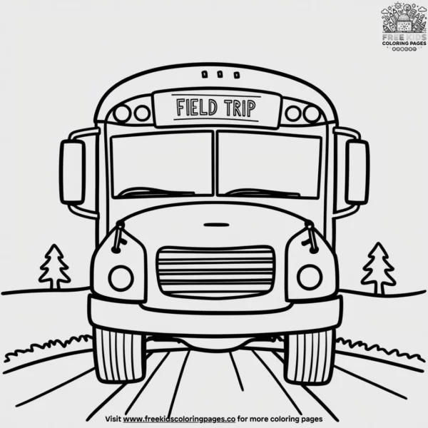 Field trip school bus coloring pages