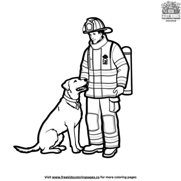 Firefighter rescue dog coloring pages