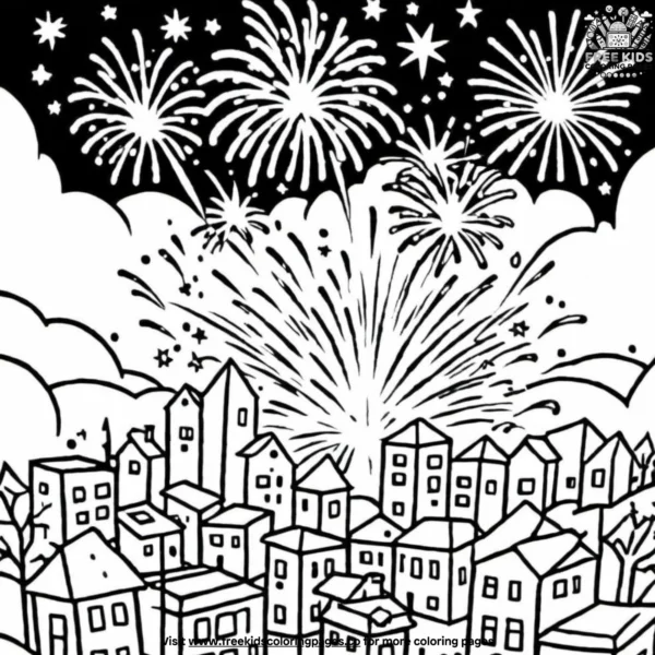 Firework fun coloring pages