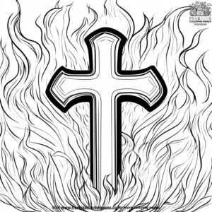 Flame and Cross Coloring Pages