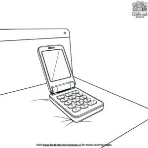 Flip phone on a nightstand coloring pages