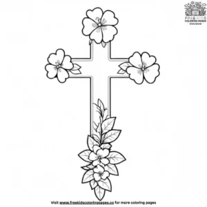 Floral Cross Coloring Pages