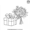 Flower Bouquet And Gift Box Coloring Pages