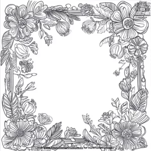 Flower frame coloring pages