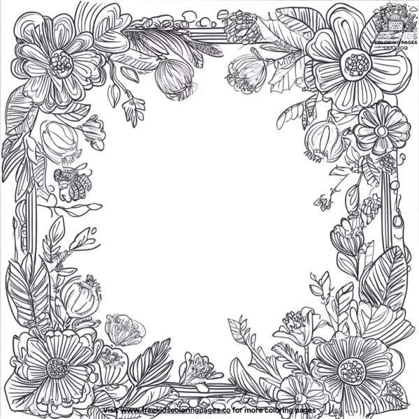 Flower frame coloring pages