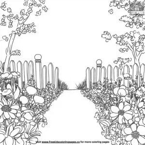 Flower garden path coloring pages