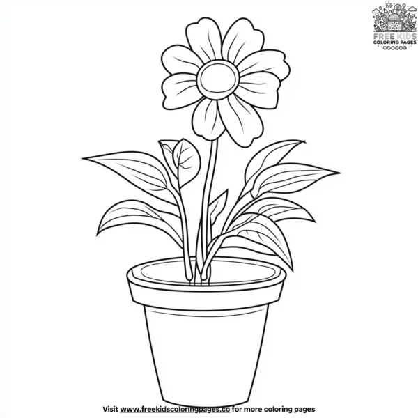 Flower pot coloring pages