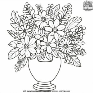 Flower Vase on the Table Coloring Pages