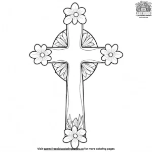 Flower and Cross Coloring Pages