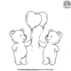 Fluffy Teddy Bears with Hearts Coloring Pages