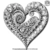 Fractal Heart Zentangle Coloring Pages