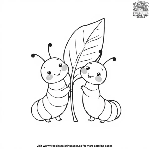 Friendly caterpillar coloring pages