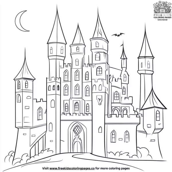 Friendly vampire castle coloring pages