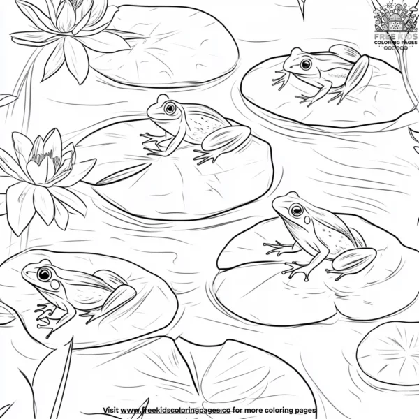 Frogs and lily pads coloring pages