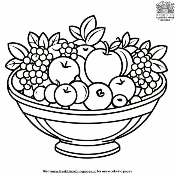 Fruit bowl centerpiece coloring pages