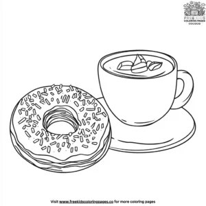 Fun Coffee and Donuts Coloring Pages