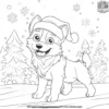 Fun Husky with Santa Hat Coloring Pages