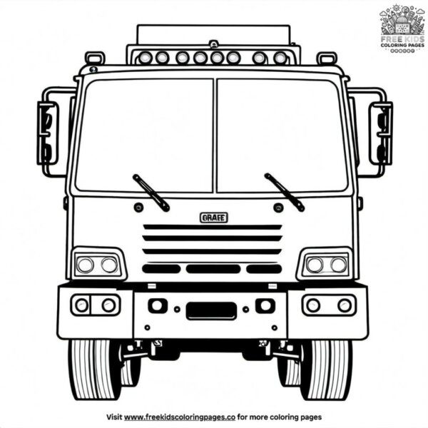 Garbage truck front view coloring pages