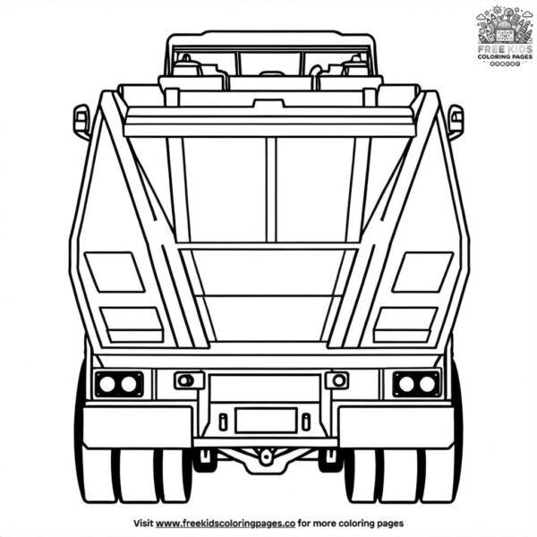 Garbage truck rear view coloring pages