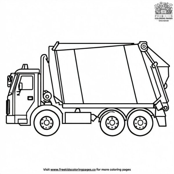 Garbage truck side view coloring pages