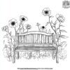 Garden Bench and Blooming Flowers Coloring Pages