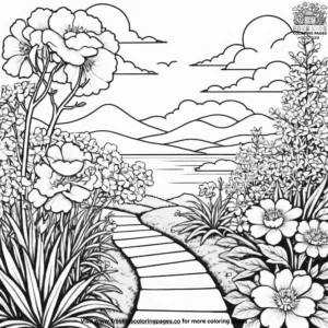 Garden Sunset Coloring Pages