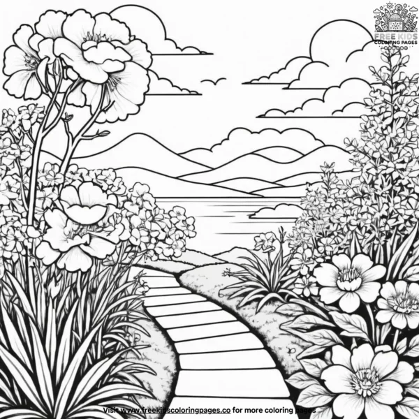 Garden sunset coloring pages